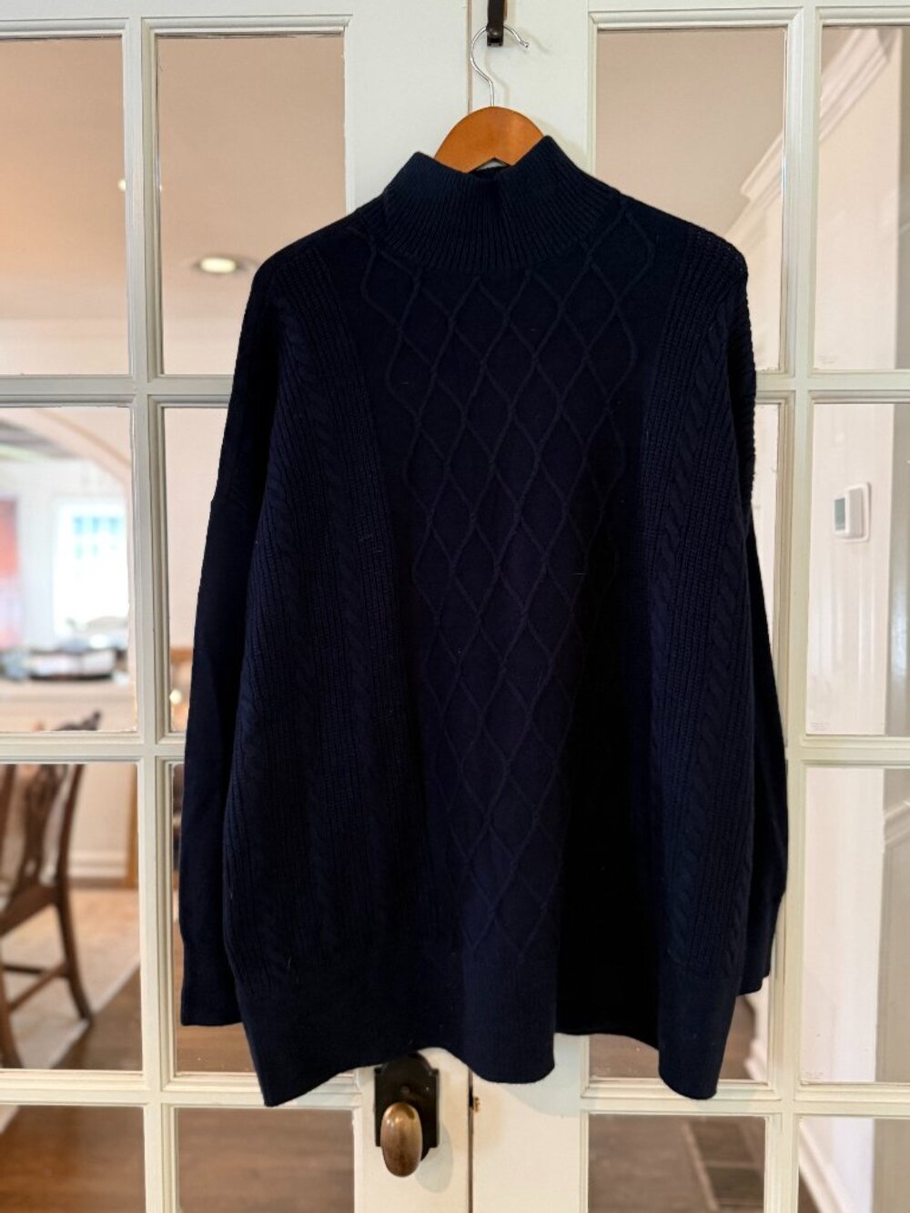 Loft oversized cable knit sweater M Navy Blue